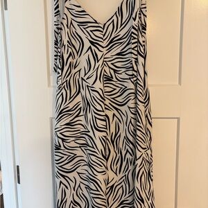 Vince Camuto Black & White Zebra Slip Midi Jumpsuit